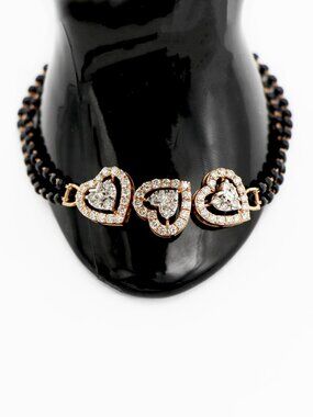 14K Rose Gold Diamond Triple Heart Mangalsutra Bracelet
